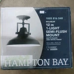 Hampton Bay Wilhelm 12 In. 1-LIGHT Black Industrial Farmhouse Semi-flush Mount. Fixed Price $29.99.