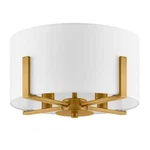 Home Decorators COLLECTIO4-LIGHT Semi Flush Mount Aged Brass White Drum Shade. Fixed Price $75.97.