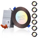 6/12 Pack 4 Inch 5CCT Slim Recessed Lighting With J-box, Oil Rubbed Bronze. Fixed Price $129.99.
