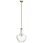 Kichler Everly 19.75IN Bell Pendant Light Natural Brass Clear Glass Modern 1L. Fixed Price $100.84.