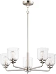 Sleek Acadia 5-LIGHT Chandelier Satin Nickel Finish For Elegant Spaces. Fixed Price $321.99.