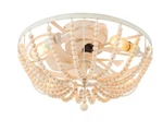 Deyidn 19.69" Boho Ceiling Fan W/ 4-LIGHT, Wooden Beads Remote. Fixed Price $198.00.