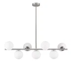Adsensty 7-LIGHT Nickel Sputnik Chandelier White Glass Globe Linear Kitchen. Fixed Price $103.99.