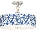Luxe Modern Ceiling Light Semi Flush Mount Fixture 16" Nickel Aviary Drum Shade. Fixed Price $274.99.