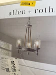 Allen + Roth Huntington 3-LIGHT Distressed White Seeded Glass Steel Chandelier. Fixed Price $83.96.