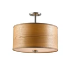 Woodbridge Lighting Drum Veneer 3-LIGHT Metal Semi-flush Ceiling Mount Nickel. Fixed Price $218.02.