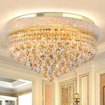 24" Golden Ceiling Crystal Chandelier Luxury Flush Mount Lighting Fixtures. Fixed Price $200.19.