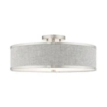 Livex Lighting 3 Brushed Nickel Semi Flush 18 8,. Fixed Price $126.77.