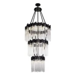 Varaluz Matrix 18 Light 3-TIER Chandelier, Matte Black/gold/clear 309C19MBFG. Fixed Price $4999.00.