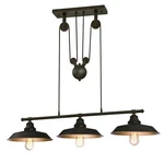 Westinghouse 6332500 Iron Hill Three-light Indoor Island Pulley Pendant Finish. Fixed Price $203.35.