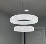 Home Decorators Wesley Park 2-LIGHT Led Chandelier Chrome Acrylic Round Shade. Fixed Price $99.99.