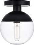 Eclipse 1 Light Black Flush Mount With Clear Glass. Fixed Price $115.00.