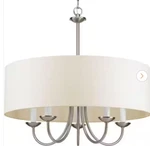 Progress Lighting P4217 Nickel Drum Shade 5-LIGHT 22"W Chandelier. Fixed Price $220.00.