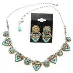 Adaya Necklace Earring Crystal Micro Mosaic Art Deco Signed Chandelier Bib Vtg. Fixed Price $120.00.