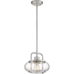 Quoizel Trilogy Mini Pendant Light, 10 Inch, Brushed Nickel, Clear Seeded Glass. Fixed Price $300.00.