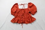 Few Moda Women's Nora Tiered Peplum Square-neck Top CN6 Burnt Orange Small Nwt. Fixed Price $15.94.