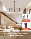 6-LIGHT Chandelier, Black Farmhouse Living Room Entryway. Fixed Price $49.67.