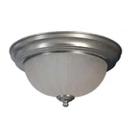 Commercial Electric 11IN 1LIGHT Brushed Nickel Flushmount W/ Frosted Melon Glass. Fixed Price $26.00.