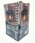 Hampton Bay Broward 13 In. 1-LIGHT Black Outdoor Wall Lantern Clear Glass. Fixed Price $44.99.