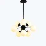 Limited Edition 24" Matte Black 9 Light Sputnik Pendant Chandelier White Globes. Fixed Price $299.00.