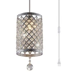 Surpars House Plug In Pendant Light Silver Crystal Chandelier With 14.8' Cord. Fixed Price $40.99.