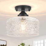 Small Semi Flush Mount Ceiling Light Fixture, Vintage Matte Black Close To. Fixed Price $44.62.