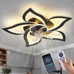 Ceiling Fan With Light 24 Black Flower Profile Led Dimmable RB-FSD08 Modern. Fixed Price $89.99.