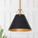 Uolfin A04819PB Taine 1-LIGHT Black & Brass Bell Pendant Metal Shades (n). Fixed Price $45.04.