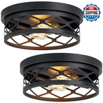 Xpehk Pack Flush Mount Ceiling Light, Black 2-LIGHT Hallway Fixture. Fixed Price $70.37.