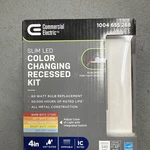 Commercial Electric 4" Led Canless Recessed Light Square White Ultra Slim Cct. Fixed Price $12.99.