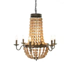 Creative Co-op Rustic Metal Draped Wood Bead Chandelier, Natural Brown. Fixed Price $220.09.