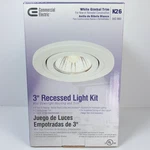 Commercial Electric Dimmable 3 Recessed Lighting Kit White Gimbal New Box. Fixed Price $10.99.