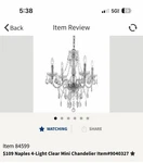 Af Lighting Brand New Box Crystal Silver Chandelier. Fixed Price $48.00.