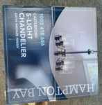 New Hampton Bay Castleford 5-LIGHT Satin Bronze Chandelier W/ Clear Glass Shade. Fixed Price $89.99.