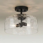 Possini Euro Luther 13"W Matte Black Water Glass 2-LIGHT Ceiling. Fixed Price $159.99.