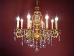 Antique Chandelier French Brass Gold Bronze Lights Crystal 8 Lamp. Fixed Price $879.00.
