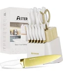 Astercook 15 Piece Golden Kitchen Knife Set. Fixed Price $54.99.