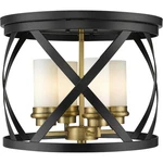 Z-lite 481F16-MB-OBR Malcalester Flush Mount Matte Black And Olde Brass. Fixed Price $116.00.