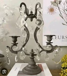 Shabby Chic French Iron Candelabra Crystal Tears Set. Fixed Price $115.00.