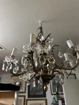 21 Arm French Ornate/embos 1940'S Brass/crystal Midcentury Candelabra Chandelier. Fixed Price $1999.00.