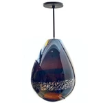 Brown Blown Art Glass Pendant With Silver Flakes Band - Lbl Miyu. Fixed Price $395.00.