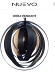 Nuevo Orba Pendant Modern Lighting Hardwired Geometric Black Round 60WATT. Fixed Price $180.00.