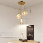 3-LIGHT Chandelier Ceiling Lights Glass Champagne Gold Hanging Pendant Loft Lamp. Fixed Price $135.22.