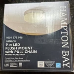 Hampton Bay Hanafin 9 Led Flush Mount Light Brushed Nickel W/ Pull Chain. Fixed Price $33.22.