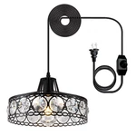 Kaerdi Plug In Crystal Pendant Light 11.42" -bk Chandelier, Black. Fixed Price $84.69.