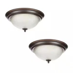 12.75 In. 2-LIGHT Bronze Flush Mount Ceiling W/tea-stained Glass (2-PACK). Fixed Price $27.98.