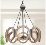 Lnc Farmhouse 4-LIGHT Gray Geometric Circle Drum Weathered Wood Chandelier. Fixed Price $66.40.
