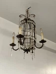 Antique Bulb Chandelier Light Fixture Glass Beads Prisms Old Vtg 423-25E. Fixed Price $395.00.