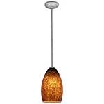 Access Champagne 1-LIGHT Glass Pendant, Rods, Steel/brown 28012-1R-BS-BRST. Fixed Price $138.00.