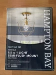 Hampton Bay Winfield 9.5 Inch 1-LIGHT Gold Semi-flush Mount Ceiling Cage. Fixed Price $36.87.